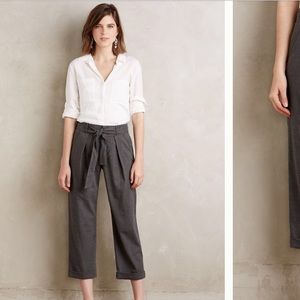 Belted gray trousers pants Anthropologie 2